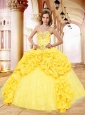 Popular Sweetheart Beading and Pick-ups Yellow Dresses for Quinceanera