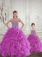 New Arrival Fuchsia Princesita Dress with Beading and Ruffles for 2015