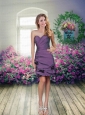 Sweetheart Ruching Hand Made Flowers Column Prom Dresses in Eggplant Purple