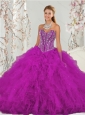 Unique and Detachable Beading and Ruffles Fuchsia Sweet 16 Dresses