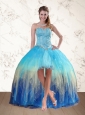 2015 Baby Blue Sweetheart Multi Color Prom Dresses with Ruffles and Beading