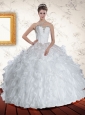 Pretty White Quinceanera Dresses with Beading and Ruffles