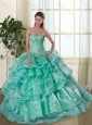 Classical Turquoise Sweetheart Quinceanera Dresses with Beading and Ruffles for 2015
