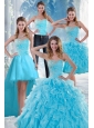 2015 Beautiful Appliques Quince Dresses with Beading and Ruffles