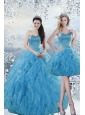 2015 Fashionable Baby Blue Dresses for Quince with Beading and Ruffles