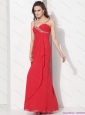 Elegant Red Spaghetti Straps Prom Dresses with Ruching and Beading