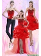 Detachable Luxurious Red Strapless 2015 Prom Dress with Appliques and Pick Ups