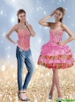 The Most Popular Beading and Ruffled Layers Rose Pink Detachable Prom Dress for 2015