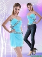 The Most Popular Mini Length Sweetheart Baby Blue Detachable Prom Dress with Beading