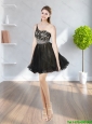 2015 Cute Chiffon One Shoulder Beading and Appliques Elegant Bridesmaid Dresses in Black