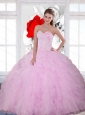2015 Discount Beading and Ruffles Sweetheart Sweet 16 Dresses in Baby Pink