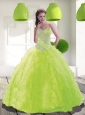 Puffy Sweetheart Beading Quinceanera Dress in Spring Green