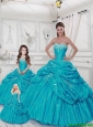 Popular Sweetheart Appliques Aqua Blue Dresses for Princesita