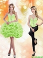 Detachable Sweetheart Short Rolling Flowers 2015 Spring Green Prom Dress