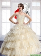 Perfect Champagne Sweetheart Quinceanera Dresses with Beading and Ruffled Layers For 2015 Summer