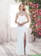 2015 New Style High Neck White Prom Dresses with Brush Train