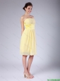 Hot Sale Yellow Strapless Prom Dresses with Knee Length