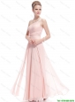 Fashionable Beaded Side Zipper Prom Dresses in Baby Pink