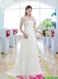 Latest Empire Appliques Bridal Gowns with Brush Train