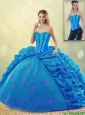 2015 Fsll Popular Ball Gown Beading Detachable Quinceanera Dresses with Pick Ups