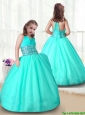 2015 Fall New Style Apple Green Little Girl Pageant Gowns with Beading