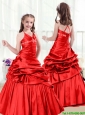 2016 Cheap Beading and Pick Ups Halter Top Little Girl Pageant Dresses