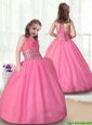 Popular Rose Pink Halter Top Little Girl Pageant Dresses for 2016