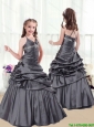 2015 Fall Elegant Beading and Pick Ups Little Girl Pageant Dresses in Grey