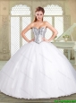 2016 Simple Sweetheart Paillette Quinceanera Dresses in White