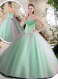 Cheap Beading Quinceanera Dresses in Apple Green