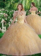 Luxurious Sweetheart Champagne Quinceanera Dresses with Beading