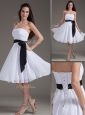 Elegant Strapless Sash White Short Dama Dress for Homec