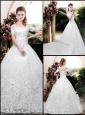 Perfect Off the Shoulder Appliques Wedding Dresses with Cap Sleeves
