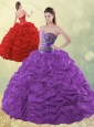 Exclusive Beaded and Bubble Purple Quinceanera Dress in Taffeta