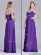 Column Sweetheart Ruching Purple Prom Dress for Celebrity