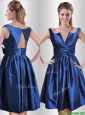 Exquisite Open Back Hand Crafted Flower Mother of the Bride Dress in Royal Blue