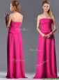 Latest Hot Pink Strapless Long Mother of the Bride Dress with Zipper Up
