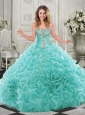 Modern Beaded and Ruffled Chapel Train 15 Quinceanera Dresses in Organza