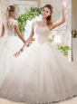 See Through Ball Gowns High Neck Lace Beaded 15 Quinceanera Dress with Zipper Up