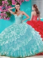 Gorgeous Big Puffy Quinceanera Dress with Beading and Ruffles Layers