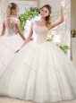 See Through White Ball Gowns High Neck Sequins Beaded Quinceanera Dress with Zipper Up