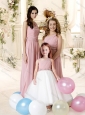 Feminine One Shoulder Empire Bridesmaid Dress with Sashes and Beading