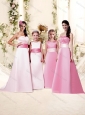 Pretty Sashed and Ruched Empire Cheap Bridesmaid Dress with Brush Trai