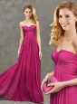 Popular Ruched Decorated Bust Fuchsia Mother of the Bride Dress in Chiffon