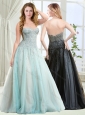 Gorgeous Beaded Brush Train Tulle Evening Dress with Zipper Up