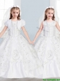 Sweet Scoop Big Puffy Flower Girl Dress with Lace and Embroidery