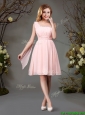 Best Selling Empire Chiffon Beaded Top and Ruched Dama Dress in Pink