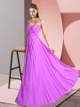 Eye-catching Lilac Sleeveless Floor Length Ruching Lace Up