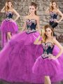 Superior Floor Length Purple Ball Gown Prom Dress Sweetheart Sleeveless Lace Up