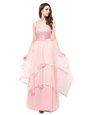 Sleeveless Floor Length Lace Zipper Prom Party Dress with Baby Pink